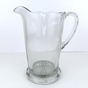 Vtg Indiana Glass Diamond Point Clear Pitcher 52oz Pressed Glass Small Chip